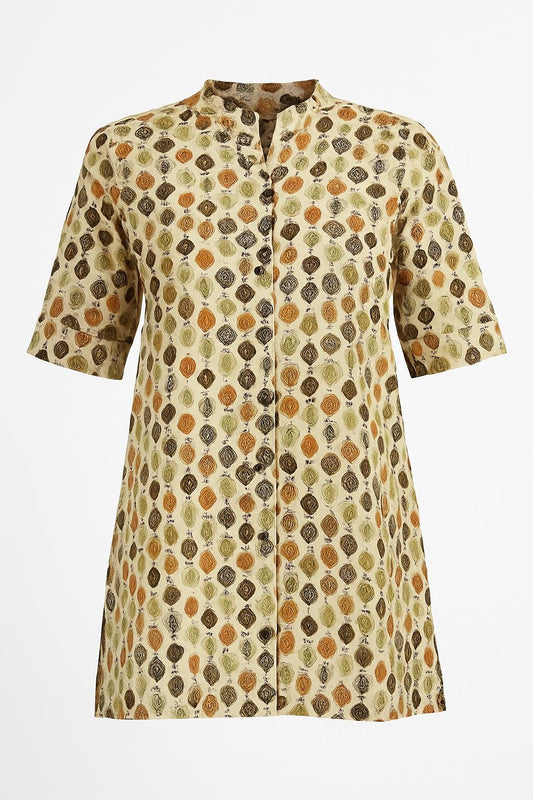 Autumn Leaf Printed Cotton Kurti